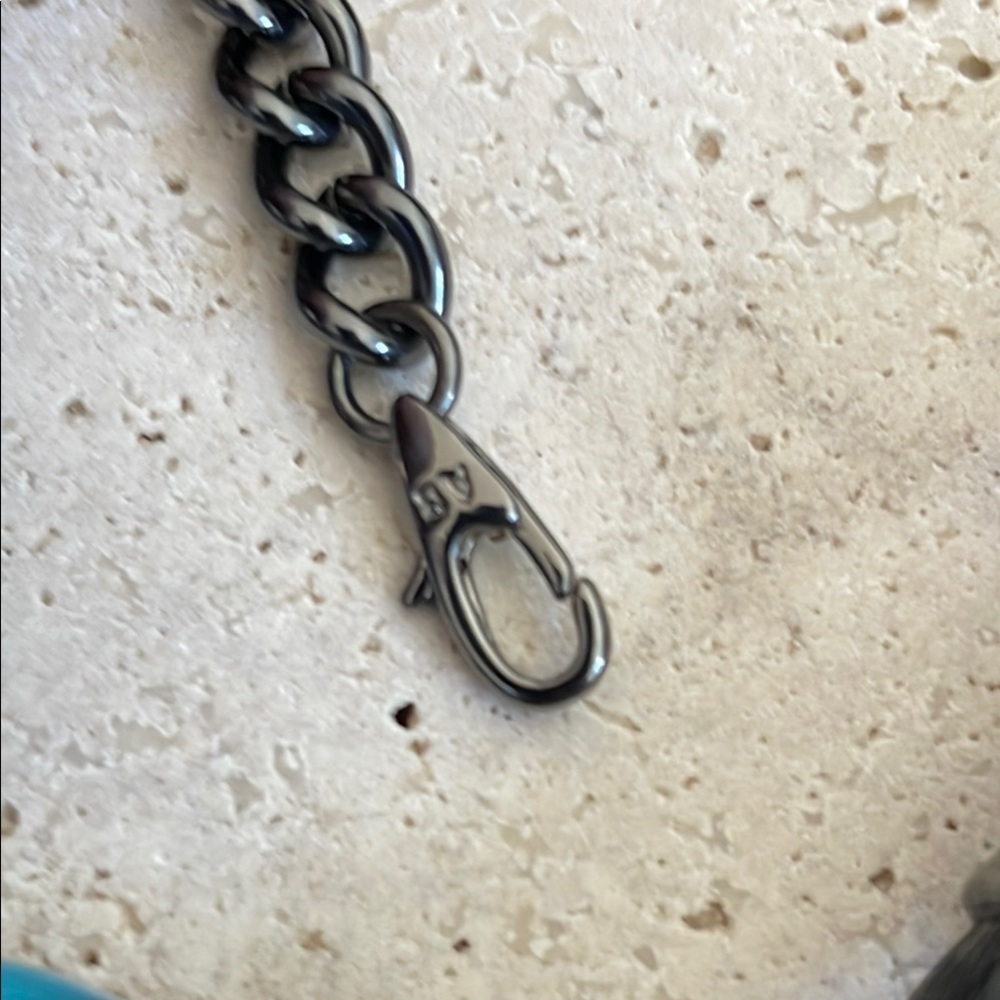 Alexis Bittar Snake Link Necklace Black Lucite Blue Crystal Statement Collar - Picture 5 of 10